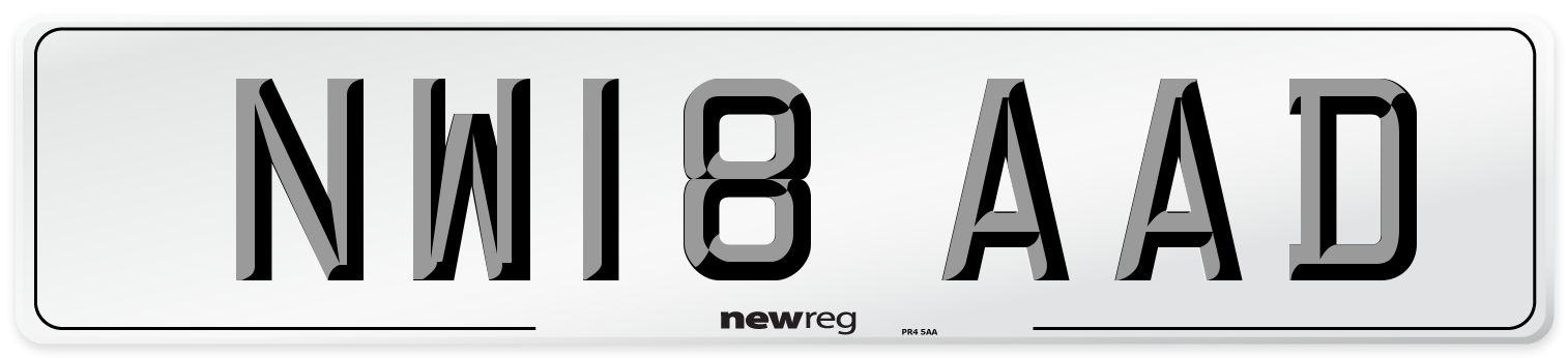 NW18 AAD Number Plate from New Reg